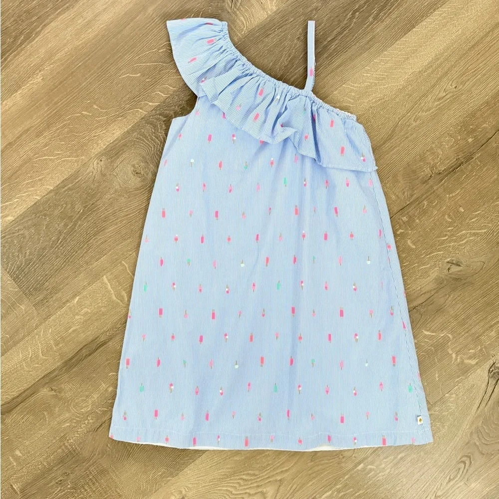 Kate Spade Girls size 14 Blue Asymmetrical Ruffled Sundress - Picture 3 of 9
